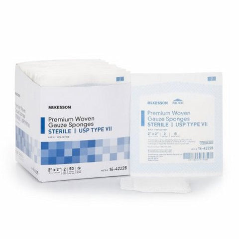 McKesson, USP Type VII Gauze Sponge McKesson Cotton 8-Ply 2 X 2 Inch Square Sterile, Box Of 50