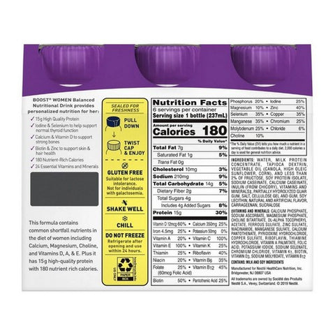 Nestle Healthcare Nutrition, Boost Balanced Nutritional Drink for Women, 8 Oz