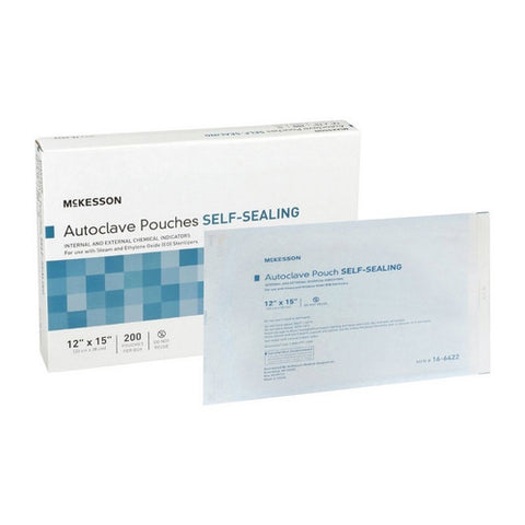 McKesson, Sterilization Pouch Ethylene Oxide EO Gas Steam 12 X 15 Inch 16-6422, Box Of 200