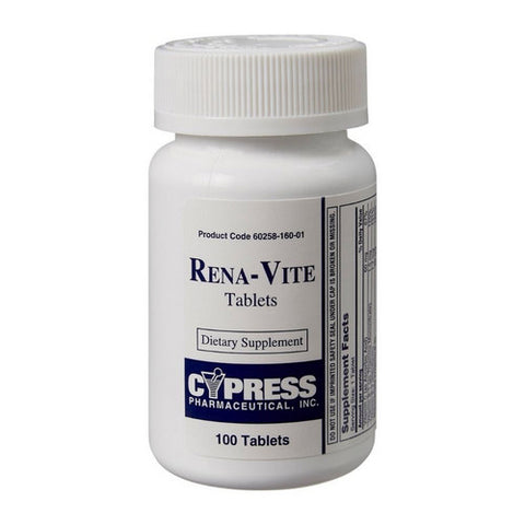 Cypress Pharmaceutical, Multivitamin Supplement Rena-Vite Folic Acid / Vitamin B 0.8 mg Strength Tablet 100 per Bottle, 100 Tablets