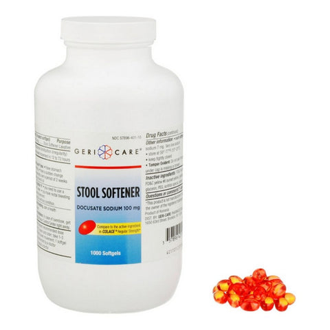 McKesson, Stool Softener Geri-Care  Softgel 1,000 per Bottle 100 mg Strength Docusate Sodium, 1,000 Softgels