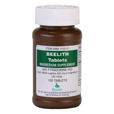 Beach Products, Mineral Supplement Beelith  Magnesium Oxide / Pyridoxine HCl 362 mg - 20 mg Strength Tablet 100 per, 100 Tablets