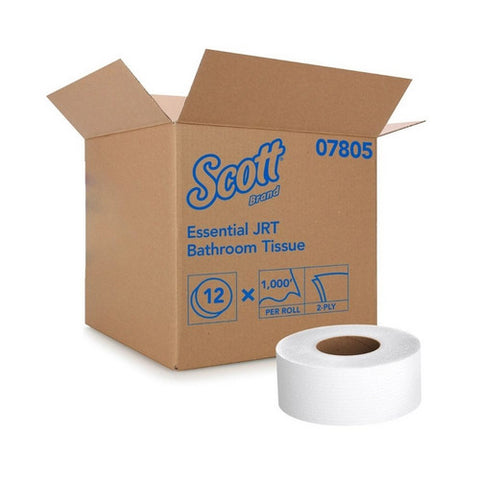 Kimberly Clark, Toilet Tissue Scott  Essential JRT White 2-Ply Jumbo Size Cored Roll Continuous Sheet 3-11/20 Inch X, Count of 12