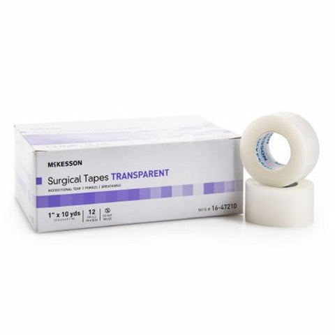 McKesson, Medical Tape McKesson Plastic 1 Inch X 10 Yard Transparent NonSterile, Box Of 12