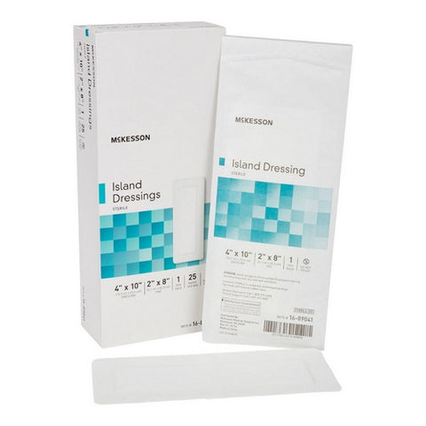 McKesson, Adhesive Dressing McKesson 4 X 10 Inch Polypropylene / Rayon Rectangle White Sterile, Box Of 25