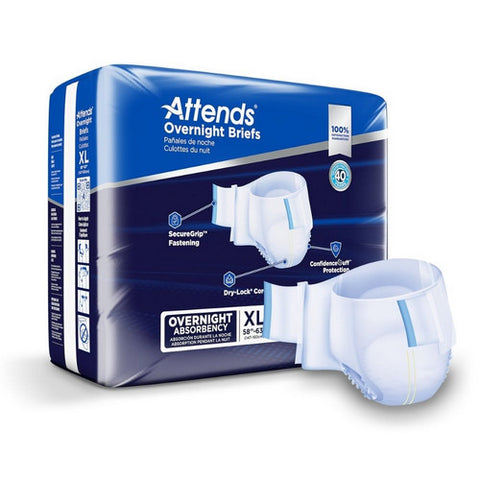 Attends, Attends Overnight Brief Unisex Adult Incontinence X-Large Disposable Heavy Absorbency, Case Of 4
