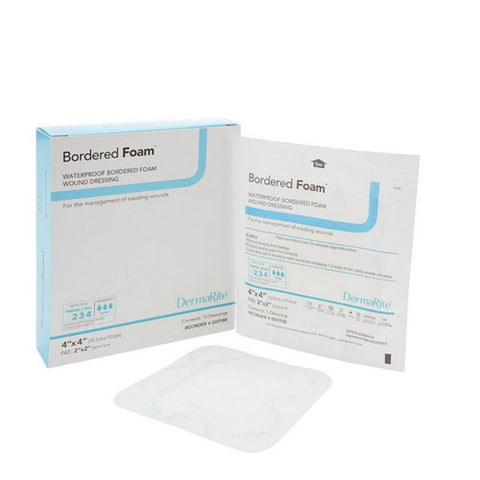 DermaRite, Foam Dressing BorderedFoam  4 X 4 Inch Square Adhesive with Border Sterile, Box Of 10