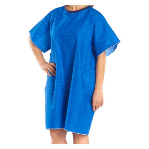 Salk, Patient Exam Gown TieBack One Size Fits Most Blue Marble Print Adult NonSterile, Count of 1