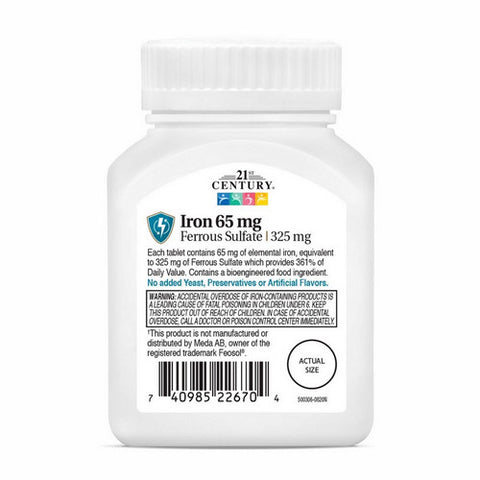 21st Century, Iron Ferrous Sulfate, 325 mg, 120 Tabs