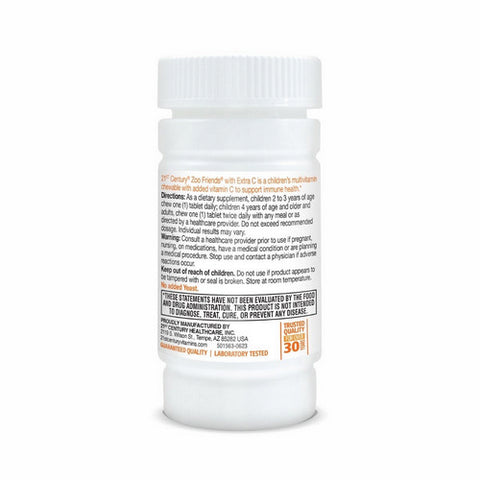 21st Century, Zoo Friends With Extra C Orange, 60 Chewable Tabs