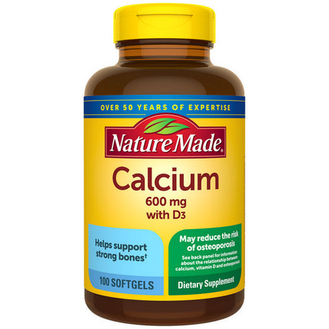 Nature Made, Calcium With Vitamin D3, 600 Mg, 100 Softgels