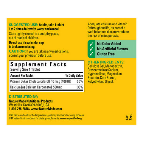 Nature Made, Calcium with Vitamin D, 500 mg, 130 Tabs