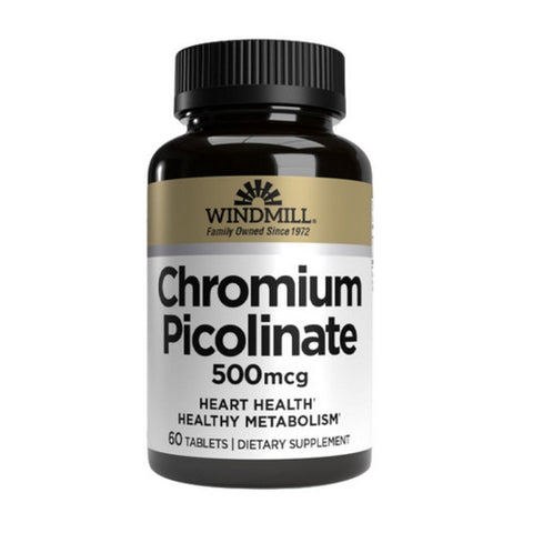 Windmill Health, Chromium as  Picolinate, 500 mcg, 60 Tabs