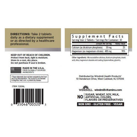 Windmill Health, Magnesium Citrate, 400 mg, 60 Tabs