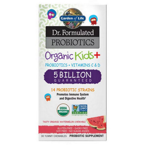 Garden of Life, Dr. Formulated Probiotics Organic Kids + 5 Billion CFU, Watermelon Cool, 30 Chewable Tabs