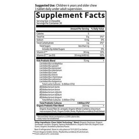 Garden of Life, Dr. Formulated Probiotics Organic Kids Strawberry Banana Cool, 30 Chewable Tabs