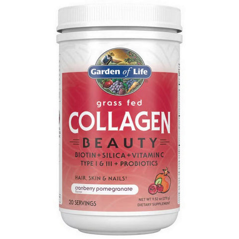 Garden of Life, Grass Fed Collagen Beauty Cranberry Pomegranate Powder, Cranberry Pomegranate, 9.52 Oz