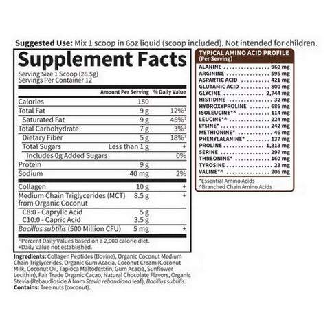 Garden of Life, Collagen Creamer Powder, Chocolate, 342 Grams