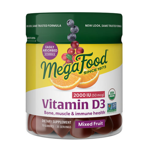 MegaFood, D3 Wellness, 1000 IU, Mixed Fruit, 70 Gummies