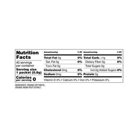 Sweetleaf Stevia, Monk Fruit Organic Sweetener Granular, 40 Count