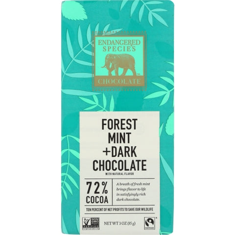 Endangered Species, Choc Bar Rain Forest Drk, Case of 12 X 3 Oz