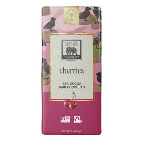 Endangered Species, Vibrant Cherries Dark Chocolate Bar, 3 Oz(Case Of 12) Endangered Species