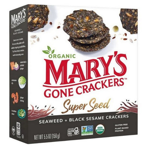 Mary's Gone Crackers, Super Seed Crackers Seaweed And Black Sesame, 5.5 Oz(Case Of 6)