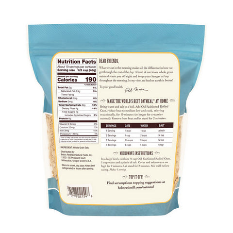 Bobs Red Mill, Rolled Oats Old Fashioned, 32 Oz(Case Of 4)