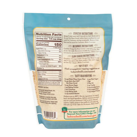 Bobs Red Mill, Higher Fiber Oat Bran, 18 Oz(Case Of 4)