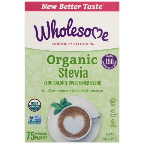 Wholesome, Sweetener Stevia 75Pk Org, 2.65 Oz(Case Of 6)