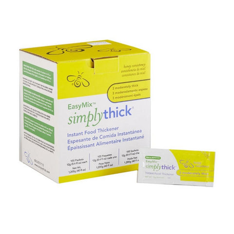 Simplythick, Food And Beverage Thickener Easy Mix Unflavored Level 3 Liquidized, 12 Grams, Box Of 100
