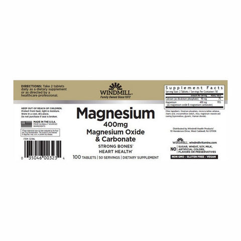 Windmill Health, Magnesium Oxide, 400 mg, 100 Tabs