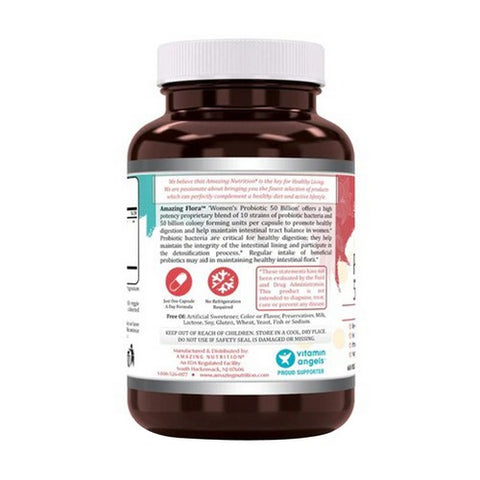Amazing Nutrition, Amazing Flora Women's Probiotic 10 Strains 50 Billion, 60 Veg Caps
