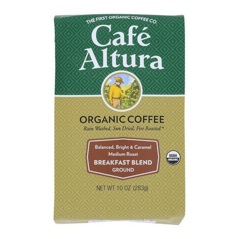 Cafe Altura, Organic Coffee Breakfast Blend Medium Roast Ground, 10 Oz