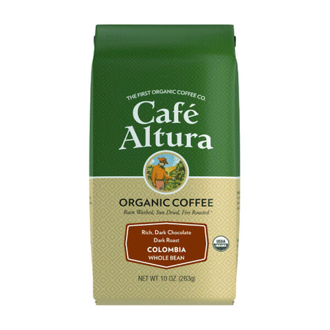 Cafe Altura, Organic Coffee Colombia Dark Roast Whole Bean, 10 Oz