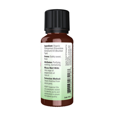 Now Foods, Organic Essential Oils, Geranium 1 Oz