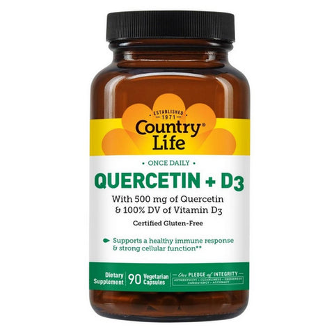 Country Life, Quercetin + D3, 90 Caps