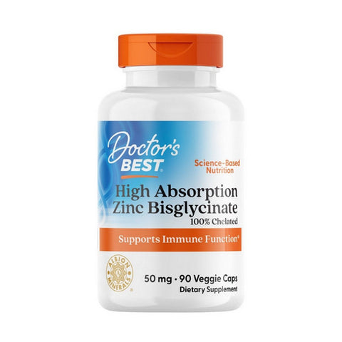 Doctors Best, High Absorption Zinc Bisglycinate, 50 mg, 90 Veg Caps