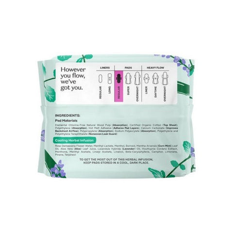 The Honey Pot, Organic Regular Herbal-Infused Pads With Wings, 20 Count