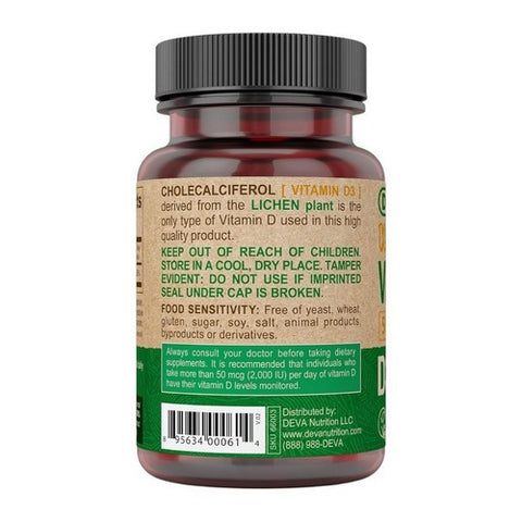 Deva Nutrition, Vegan Vitamin D3 5000 IU, 125 Mcg, 90 Tabs