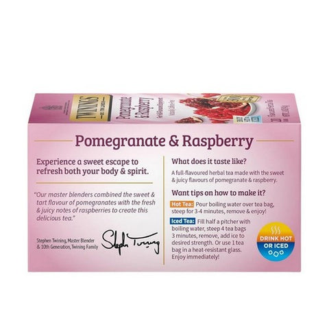 Twinings Tea, Pomegranate & Raspberry Tea, 20 Bags (Case of 6)