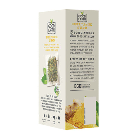 Good Earth Teas, Sensorial Blends Ginger Tumeric & Lemon Herbal Tea, 15 Bags (Case of 5)
