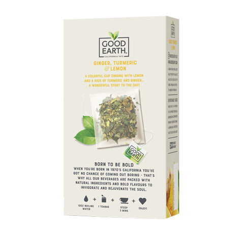 Good Earth Teas, Sensorial Blends Ginger Tumeric & Lemon Herbal Tea, 15 Bags (Case of 5)