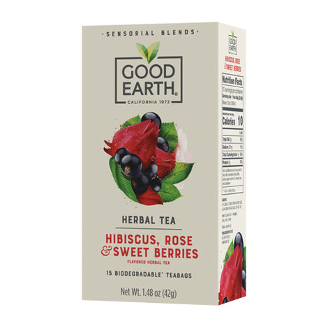Good Earth Teas, Sensorial Blends Hibiscus Rose And Sweet Berries Herbal Tea, 15 Bags