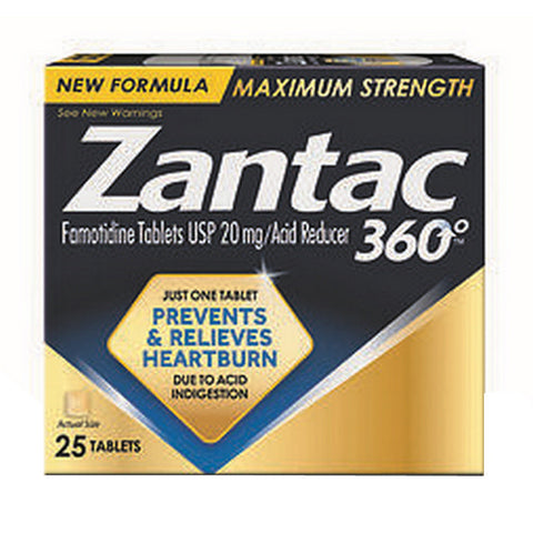 Zantac, Zantac 360 Acid Reducer Tablets Maximum Strength, 20 mg, 25 Count