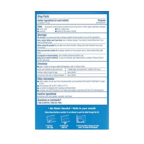 Claritin, Juniors Loratadine Antihistamine 24 Hour Allergy Reditabs, 10 Mg, 10 Tabs Claritin