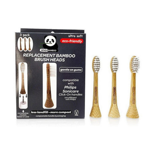 Senzacare, SenzaBamboo Replacement Bamboo Brush Heads, 3 Count
