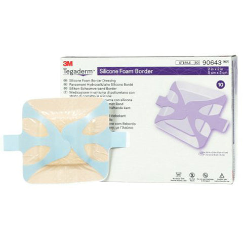3M, Tegaderm Silicone Foam Dressing 2 x 2 Inch, Box Of 10