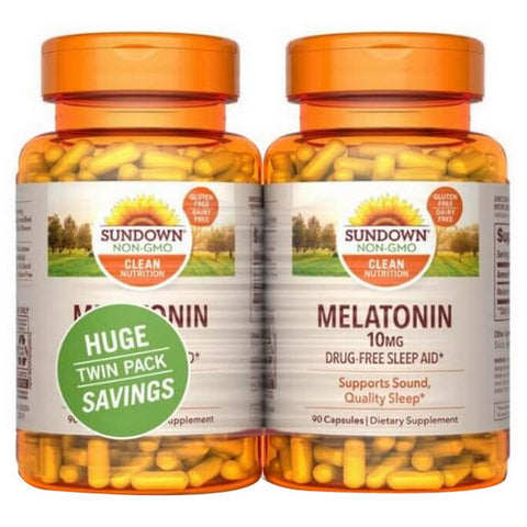 Sundown Naturals, Melatonin Twin Pack, 10mg, 90 + 90 Count