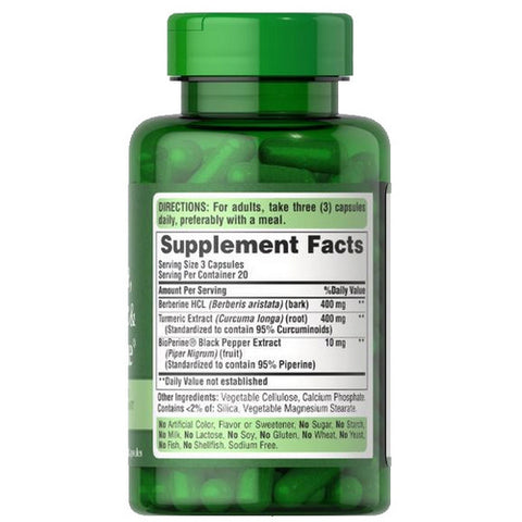 Puritan's Pride, Berberine Turmeric & BioPerine Black Pepper, 60 Capsules